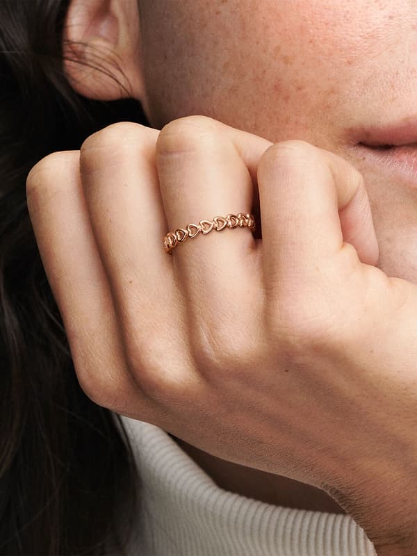 Pandora - Sydänsormus - 14k ruusukullattu Circumference: 58mm