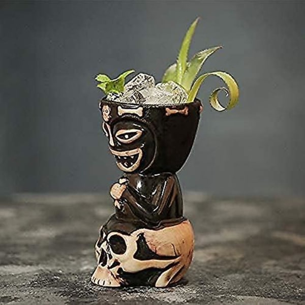 Tiki Mug Tiki Glas Skull Doll Mugg För Tiki Fans Kollektion, Tiki Bar Fest Barware, Keramik, 17.5 Ounces