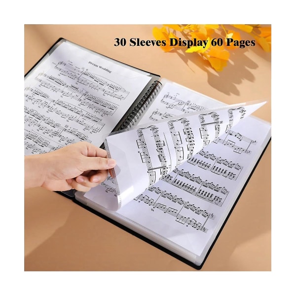 Nodemappe, 60 sider, nodemappe/holder, passer til Letter Size A4, skrivbar og aftagelig korgmappe (sort)