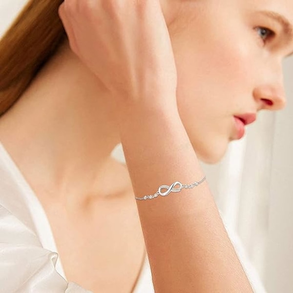 Armband för kvinnor, 925 sterling silver vitguldpläterat kärleksarmband med kubisk zirkonia vänskapsarmband, födelsedagspresent till kvinnor