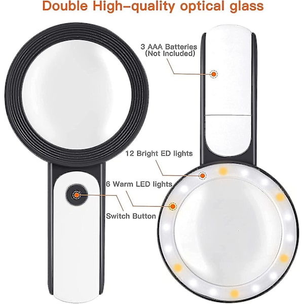 30x Förstoringsglas, Upplyst Läsförstoringsglas, 30x Upplyst Läsförstoringsglas, Med 3 Lägen, Med Linsduk, För Läsning, Smycken, Seniorer, Synsvaga
