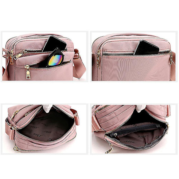Multifunktionell handväska, multifack crossbody-väska med dragkedja, vattentät axelväska, reseryggsäck för kvinnor gray