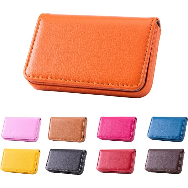 Visitkortshållare, case i PU-läder, visitkortshållare för handväska, case för män och kvinnor, Magnetic Shut (orange)