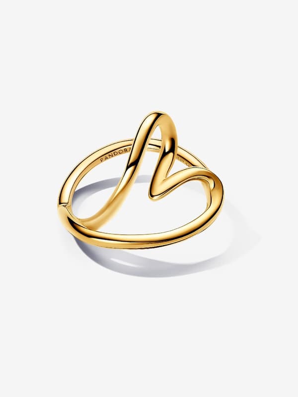 Pandora – Organisk Formet Hjertering – 14k gullforgylling Circumference: 56mm