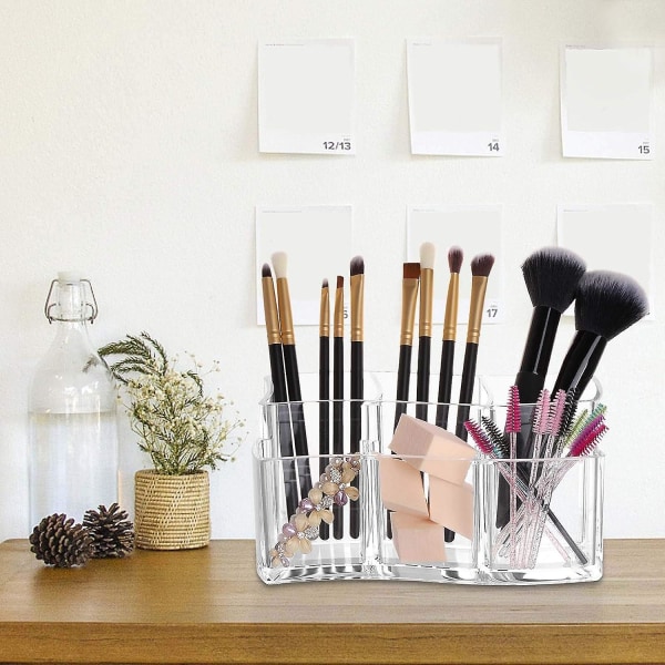 6-fackts Akryl Makeupborsthållare Organizer, Klar Eyebrow Pen Behållare Kosmetikförvaring