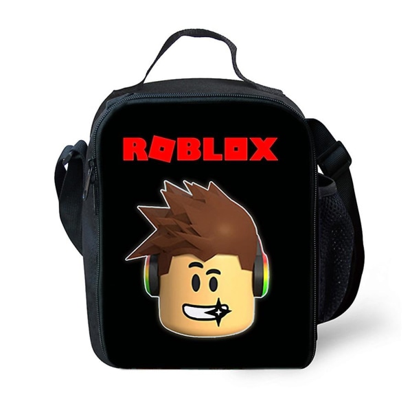 Roblox trykt barnas isolerte lunsjpose, skolepiknik crossbody isolert tote-veske for gutter og jenter D