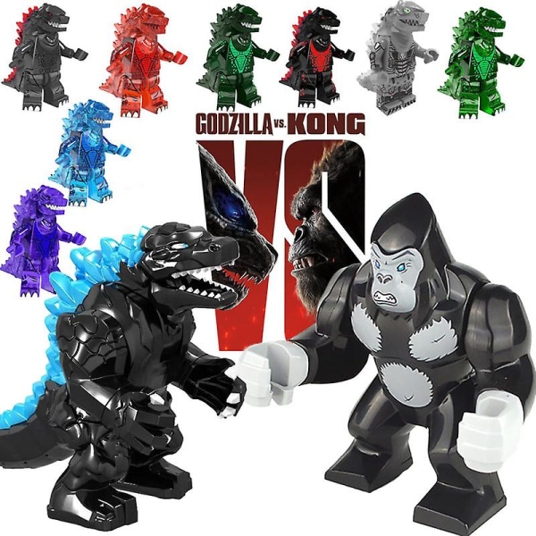 King Kong Vs. Godzilla Set Små Partiklar Barn Montering Byggsten Leksak Dekoration C