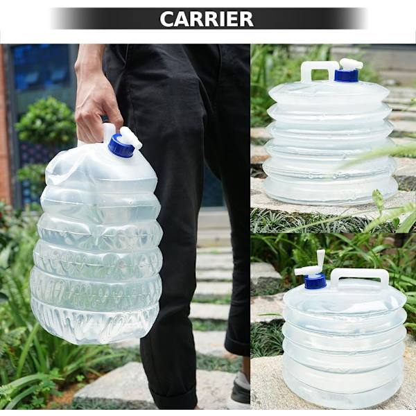 Hopfällbar Vattenhink, 5L/10L/15L Hopfällbar & Bärbar Vattenbehållare, BPA-Fri Vattenbärare Vattentank för Camping Vandring Fiske Klättring Picknick BBQ 10L