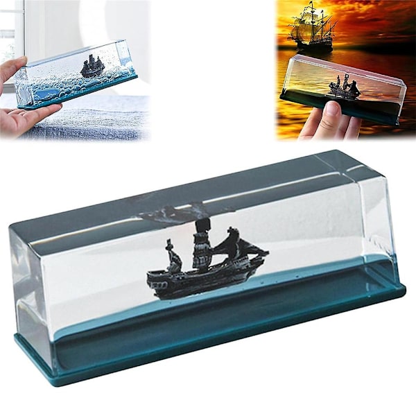 Pirates of the Caribbean The Black Pearl Cruise Ship Model Toy Fluid Drift Bottle Home Desk Decorations Unsinkable Pirate Boat Gifts for Fans Kids Adults
