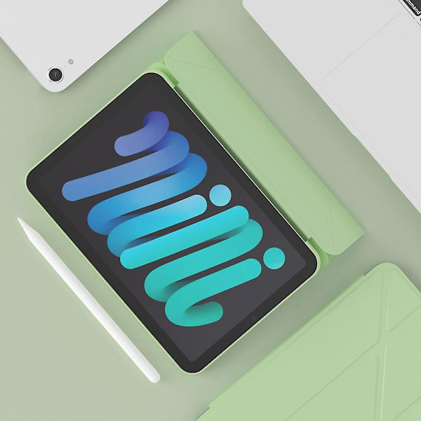 Magneettinen absorptio Origami Smart TPU + PU-nahkainen tablettikotelo iPad minille (2021) Green