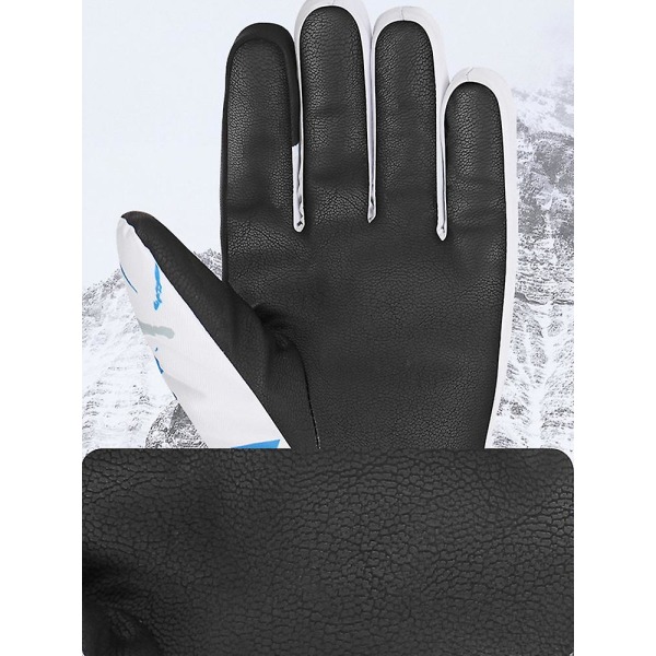 Skigloves for menn, plus fleece, tykkere damehansker, vanntette, sklisikre og vindtette hansker, kulde- og frostsikre skigloves Grey L