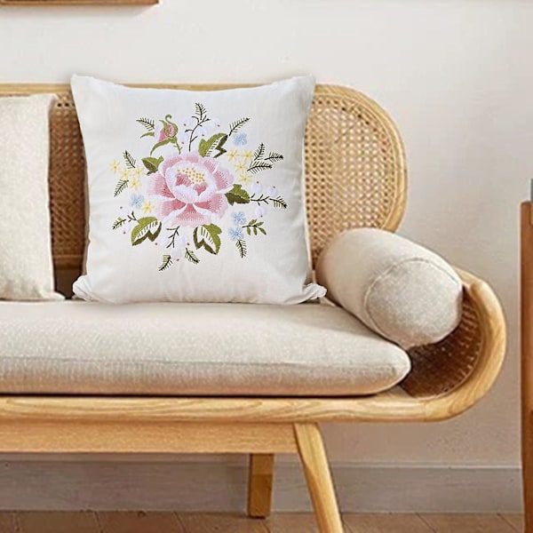 Broderikit för kudde, födelsedagspresent, gör-det-själv-handarbete med mönster, heminredning, kuddfodral, ofärdigt för vuxna - yuyu F 44cm x 44cm