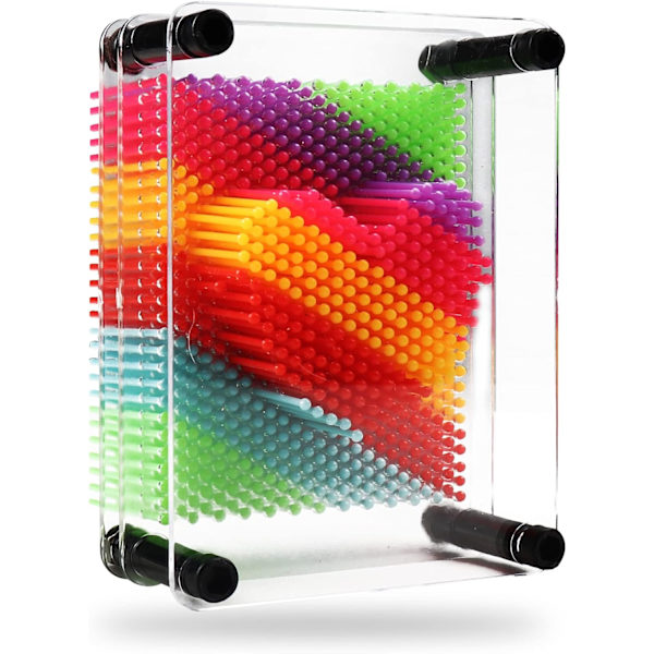 3D Pin Art-leketøy, lite format 3,7\" x 5\" plastplate - Unik regnbue-design gave til barn og voksne (liten)