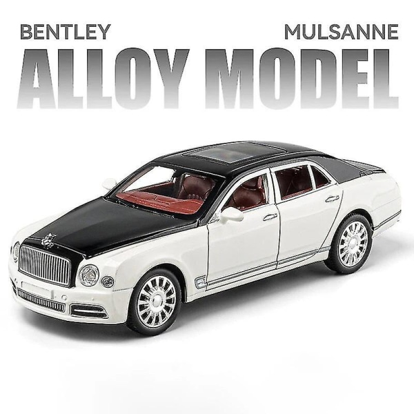 1:24 Bentley Mulsanne Legering Bil Diecasts & Toy Vehicles Bilmodell Lyd Og Lys Trekk Tilbake Bil Leker For Barn Gaver White