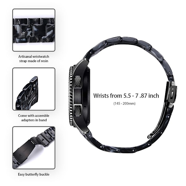 Ersättningsarmband för Garmin Vivoactive 4, 22 mm vattentätt klockarmband i harts med blommönster Black Style L Garmin Vivoactive 4