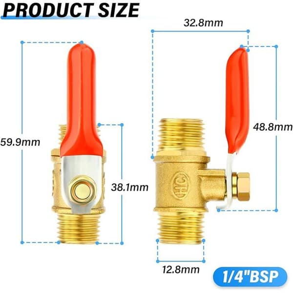 1 STK 1/4 tomme messing mini kugleventil afbryder, 1/4 tomme MBSP gevindrørfitting