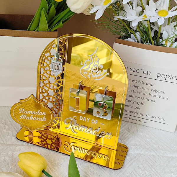 Ramadanin akryylinen adventtikalenteri 30 päivän Ramadanin lähtölaskentakalenteri DIY Eid Mubarak -koristeet Ramadan-juhlat Islamilaiset muslimitarvikkeet-B