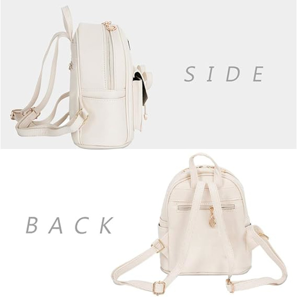 Kvinnors Ryggsäck Mini Ryggsäckar Flickor Rosett PU Läder Ryggsäck Handväska Söta Axelväskor Ryggsäck för Damer Liten Ryggsäck Tonåringar white
