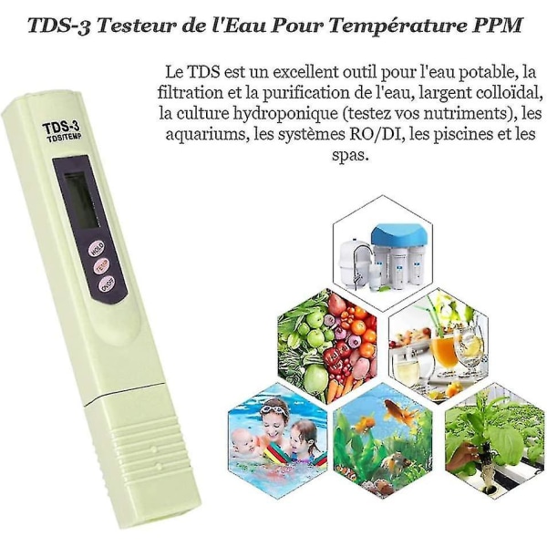 Lcd Tds-3 -mittari juomaveden laadun testaukseen (hy)