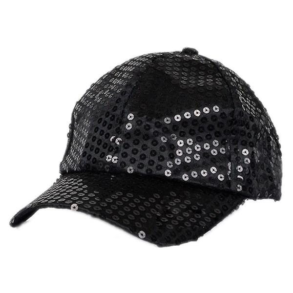 Naiset Miesten kimaltelevat paljetit Baseball-lippikset Snapback-säädettävät hatut Black