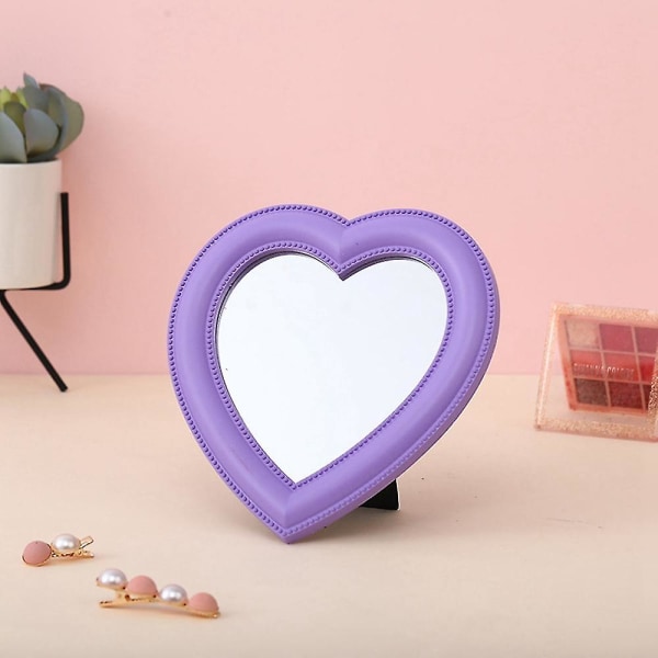Kærlighedsspejl Skrivebordssminkespejl Vægmonteret Dual-use forfængelighedsspejl Pigeværelse Vægdekor Hjerte-sh