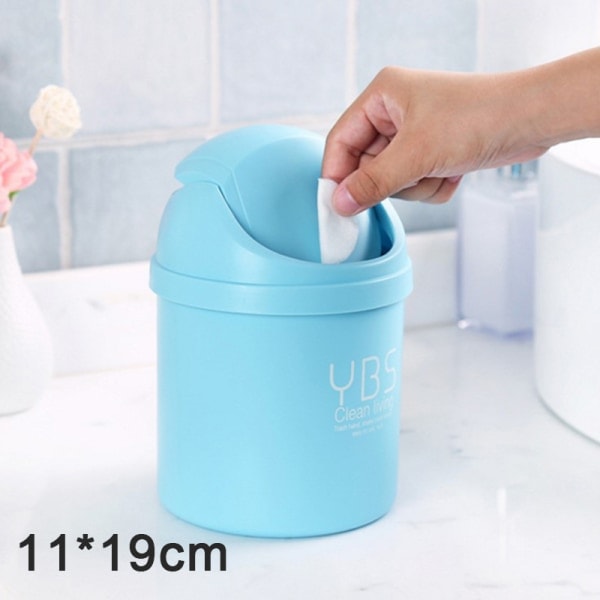 Stasjonær mini søppelbøtte Liten søppelbøtte Husholdning med søppelkasser Skrivebord Blue L
