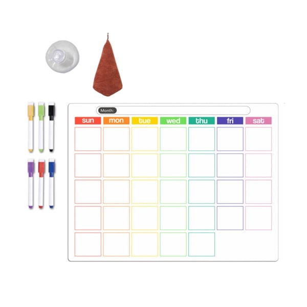 Køleskabsmagnetisk kalender Ugentlig planlægger Magnetisk kalender Whiteboard Månedlig To-Do-liste Indkøbsliste Tavle null - CT810