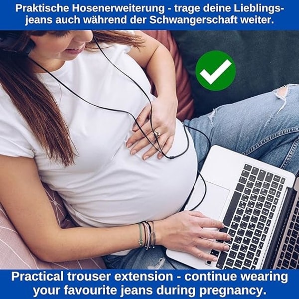 Set med 8 belteforlengere, knappforlengere, elastiske knappforlengere