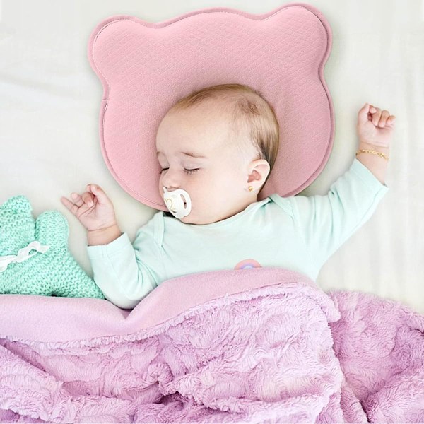 Baby pude pude nyfødt memory skum rejsepude hjælper med at forebygge og behandle fladt hoved syndrom memory skum baby pude anti fladt hoved Pink