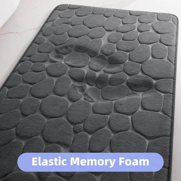 Bademåtter i Memory Foam til Badeværelset, Superabsorberende Brostens Bademåtte, Skridsikker Bademåtte, Maskinvaskbar Bademåtte, Mørkegrå, 40x60 Cm