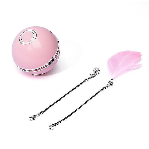 Smart katt leksak boll interaktiv kattmynta USB laddningsbara leksaker för katter automatisk färgglada LED fjäderklockor leksaker varor för katt rosa