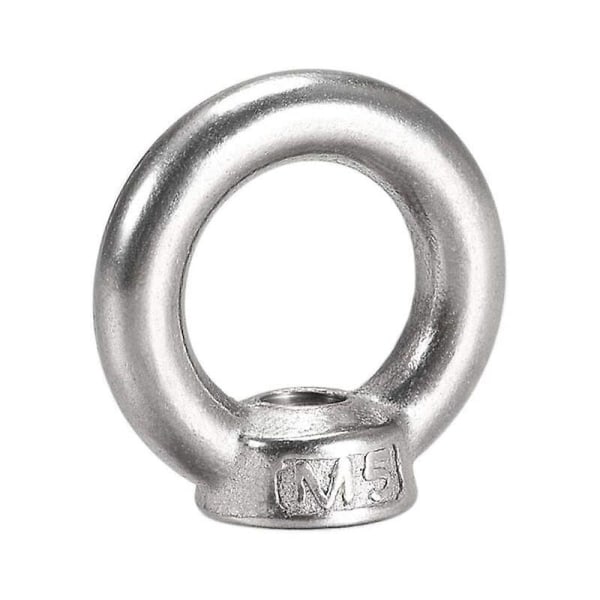 Winter Promotion,lifting Eye Nut M5 Female Thread 304 Stainless Steel Round Shape For Rope Fitting Pack Of 5