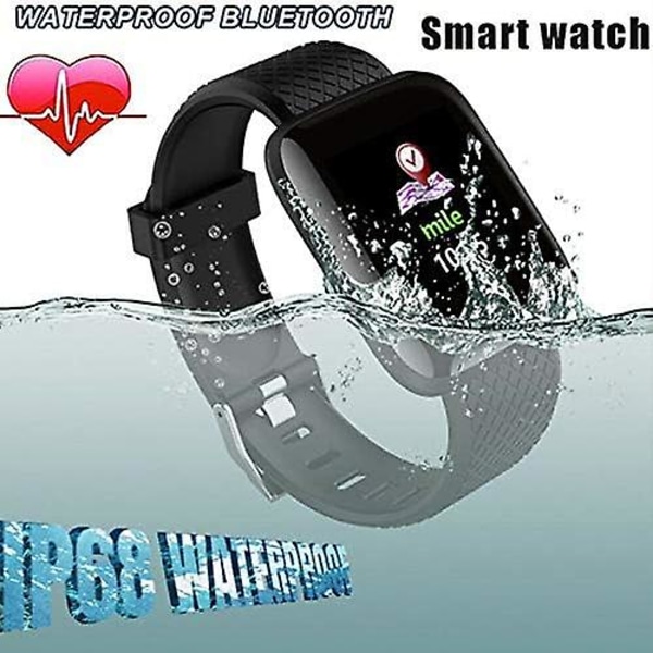 Vanntett smartklokke med puls- og blodtrykksvisning, Smartwatch 116 Plus fargeskjerm for fitnesssporing