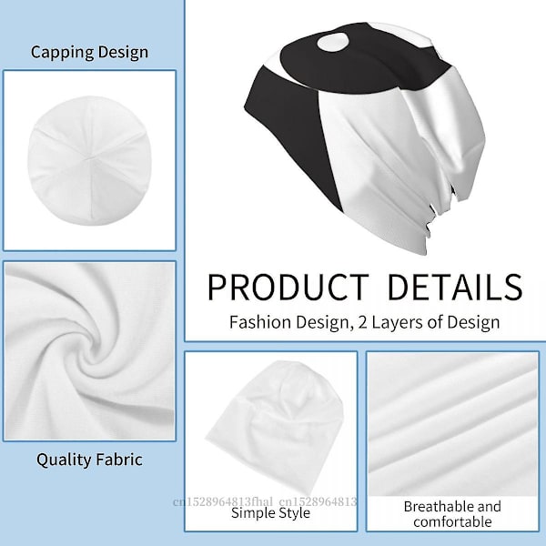Hue Bonnet - Mænd og Kvinder Tynd Hue Yin Yang Symbol Efterår Forår Varm Hue Design Huer Beanies Huer