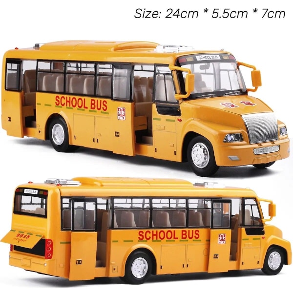 1/50 Setra Luxury Coach Buss Leksaksbil Diecast Miniatyrmodell Pull Back Ljud & Ljus Pedagogisk samling Present till pojkebarn USA School Bus