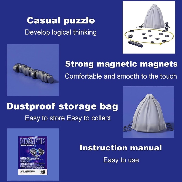 Magneettinen shakkilauta, magneettinen lautapeli, pulmapelistrategiapeli, magneettishakkitammilautapeli, hauska pöytämagneettipeli B With Rope
