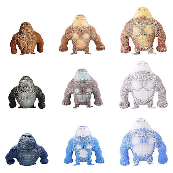 Simulerad Gorilla Apa Stretchy Squish Antistress Squeeze Elastisk Monkey Toy 15*12 Grey