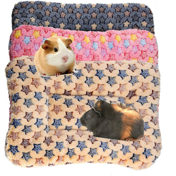 3 st smådjursbäddar av plysch, varm och fluffig valpbädd, fleece-sovmössa, marsvinsbädd, hamsterbädd, kaninmadrass för kattungar, chinchilla, ekorre