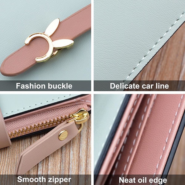 Student Fashion Zipper Buckle Thin Money Clip, Multi-card Position Soft Wallet Card Bag