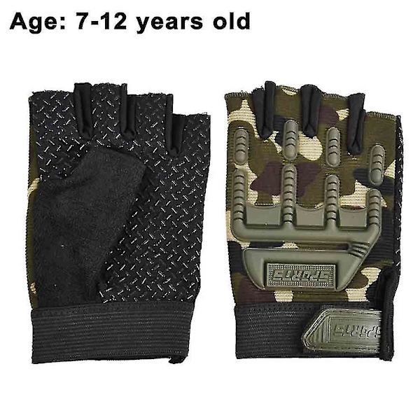 Barnens utomhussporthalvfingerskyddshandskar 7 to 12 years old Liberty camouflage