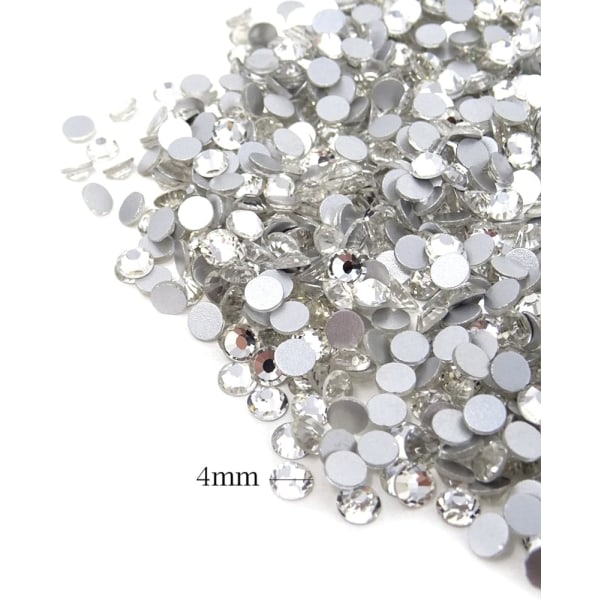 1440 st 4 mm ss16 gnistrande runda flatback strasskristaller, icke-vidhäftande