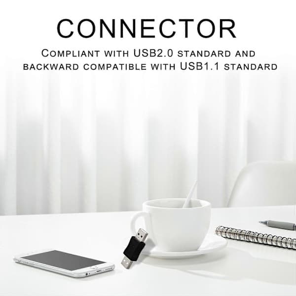 SODIAL(R) USB A uros-uros -liitinsovitin, musta