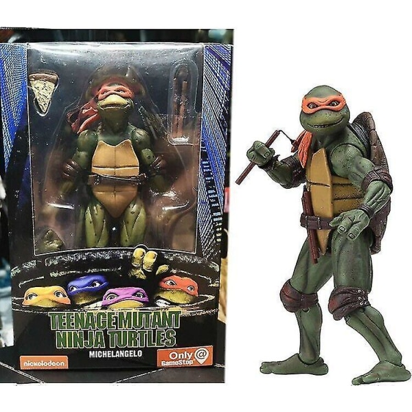 Ninja Turtles 1990 7" Neca Tmnt Teenage Movable Toys Mutant Action Figur Michelangelo