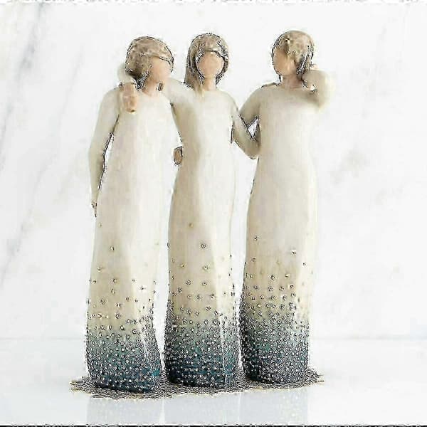 Willow Tree Ved Min Side, 3 søstre Ved Min Side Skulptur Håndmalt Figur