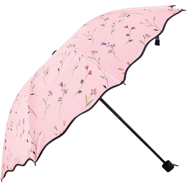 Taitettava sateenvarjo, UV-suojattu aurinkovarjo Naisten päivänvarjot Tuulenpitävä Kompakti Sateenvarjo Käsilaukku Tasku Naisten Ulkoilu Patikointi Rantasateenvarjo Auringonvarjot