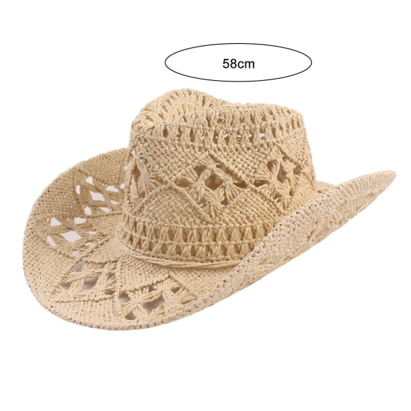 Cowboy-hattu Klassinen Vintage Hollow Out Unisex kihartuva reuna leveälierinen miesten aurinkohattu kalastushattu White