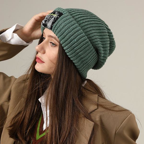 Niche-stofmærke strikket hue varm beanie hue all-match til gadeskydning Gray
