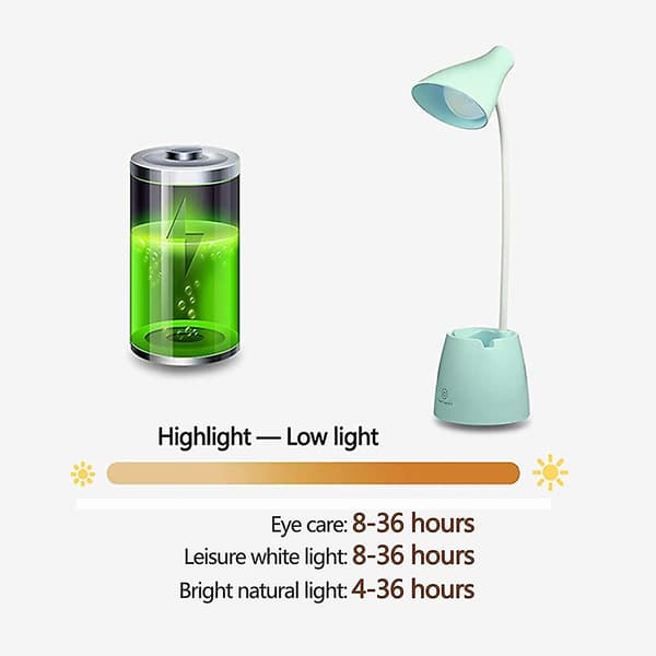 Skrivebordslampe til børn, dæmpbar LED-bordlampe med 3 farvetemperaturer
