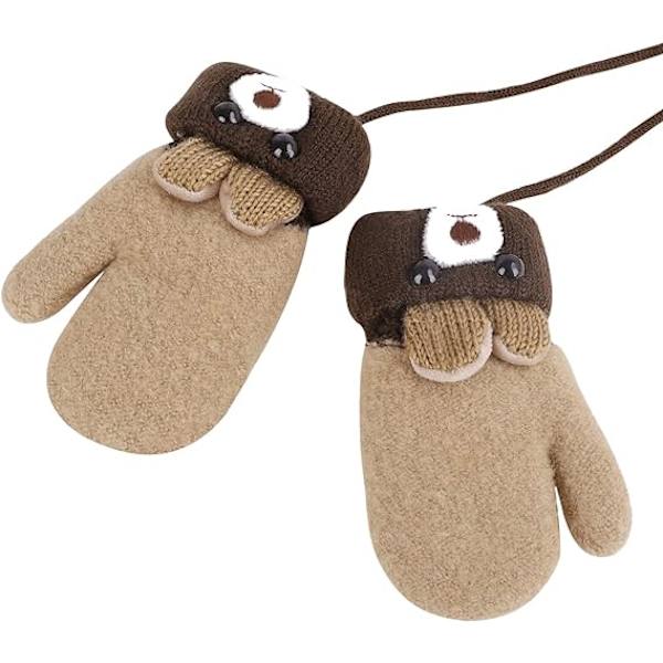 Toddler Magic Stretch Mittens Tykke Plysjforet, Vinter Baby Boys Girls Strikkede Hansker Varme Fluffy Full Finger Hansker Kaldt Vær Ski Hansker