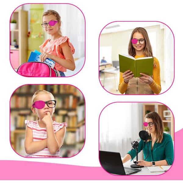 6 stk. øjenklapper til briller, genanvendelige øjenklapper til dækning (pink)